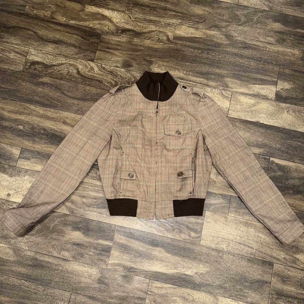 Vintage Y2K-era Forever Twenty One Cropped Plaid Bomber Jacket Women's Size L
